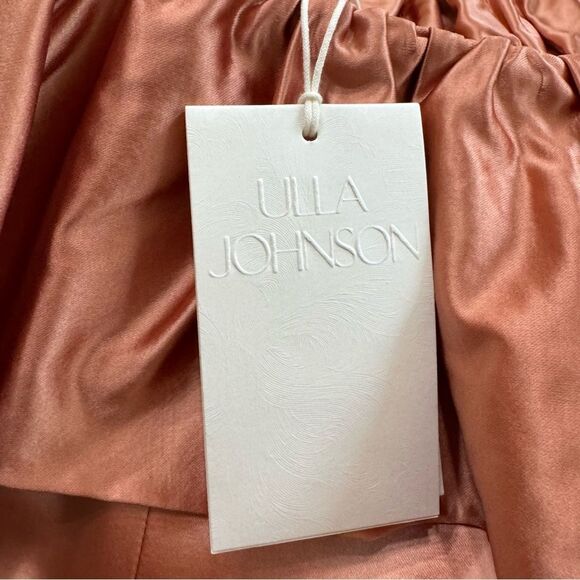 Ulla Johnson Metalic Satin Midi Dress 00 Copper Tulip Hem Off Shoulder New Money - Picture 14 of 16